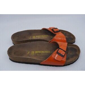 Birkenstock Madrid Birko-Flor Slide Sandal Women Sz 38/7 Neon Orange Summer Boho